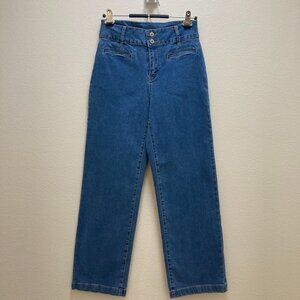 SIDEFEEL Women's High-Waisted Wide-Leg Baggy  Strech  Blue Jeans  90´s Size 8